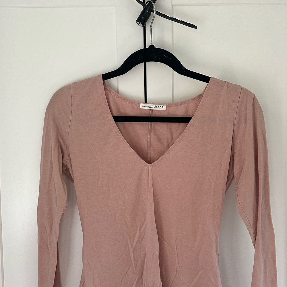 Reformation Long Sleeve Tee in Blush Pink